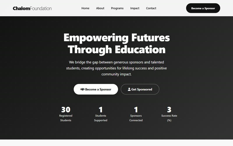 Chalom Foundation website preview