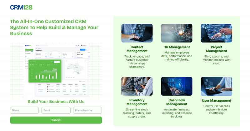 CRM128 website preview